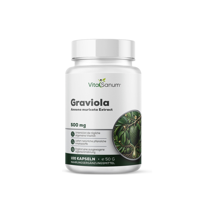 VitaSanum® - Graviola (Annona muricata) (Stachelannone) 500 mg 100 Kapseln VitaSanum® - Graviola (Annona muricata) (Stachelannone) 500 mg 100 Kapseln